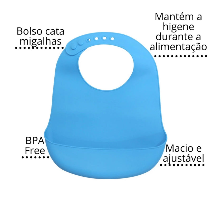 Babador Impermeavel De Silicone Ajustavel Com Bolso Pega Migalhas Western
