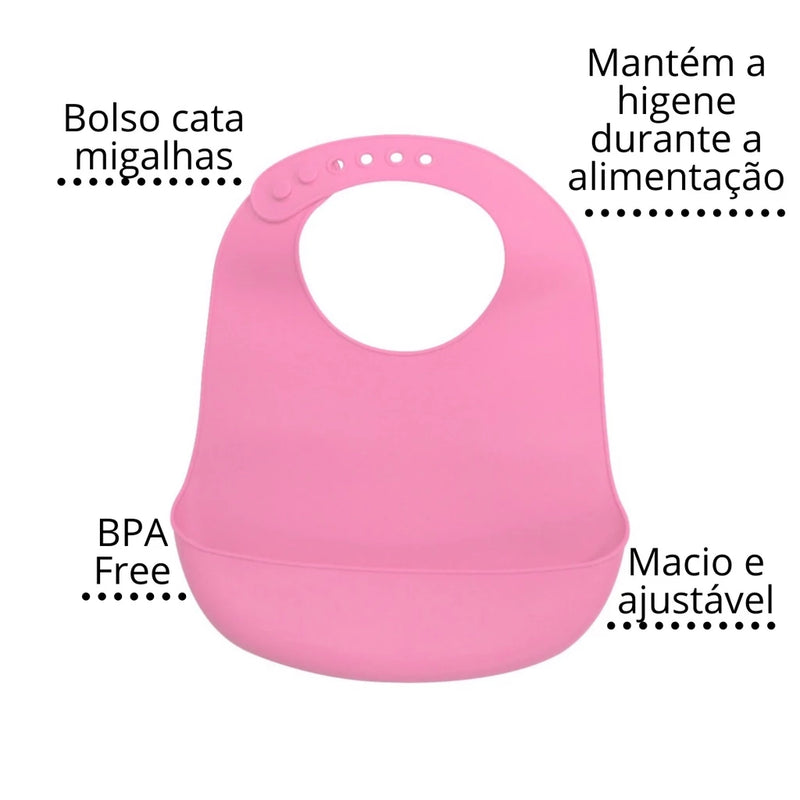 Babador Impermeavel De Silicone Ajustavel Com Bolso Pega Migalhas Western